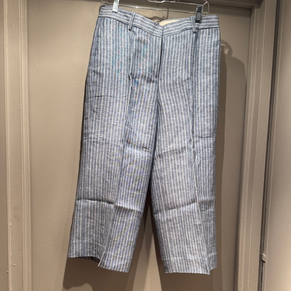 Striped Linen Blend women’s Pants - Light Blue